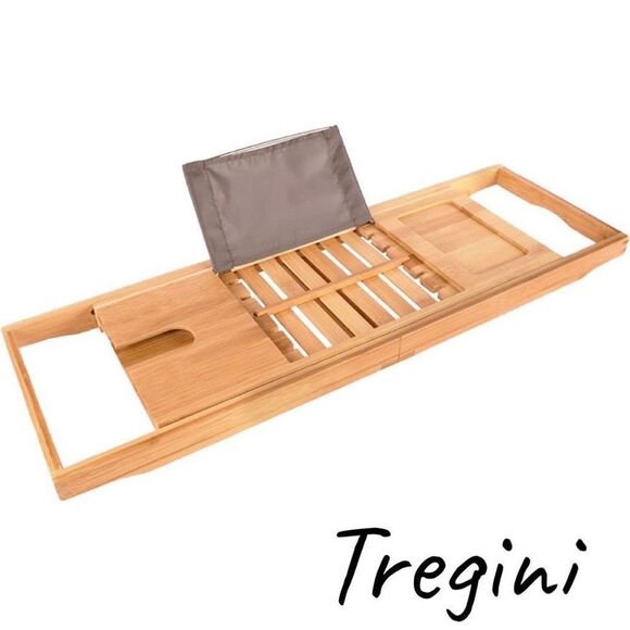 Premium Extendable Bamboo Bathtub Tray w/ Adjustable Reading rack - Picture 1 of 7